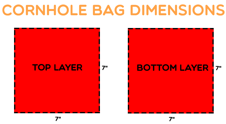 Duck cloth cornhole bag dimensions.