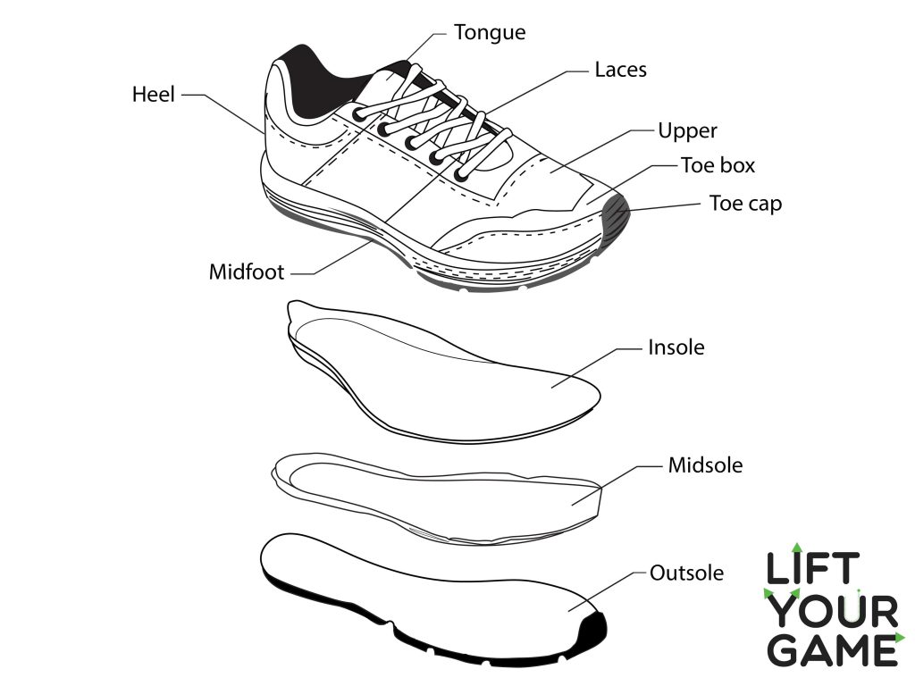 Diagram of a tennis shoe.