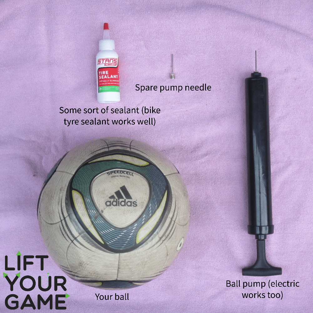 Things you'll need to fix a soccer ball bladder.