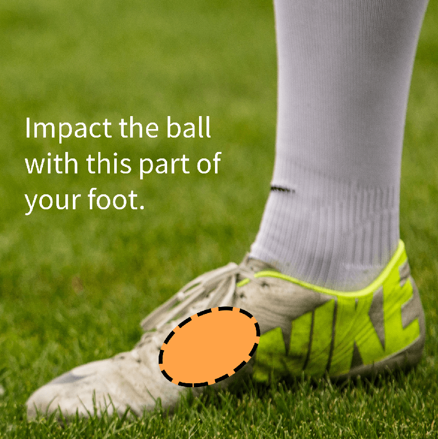Where to strike the ball with your foot when shooting a knuckleball.