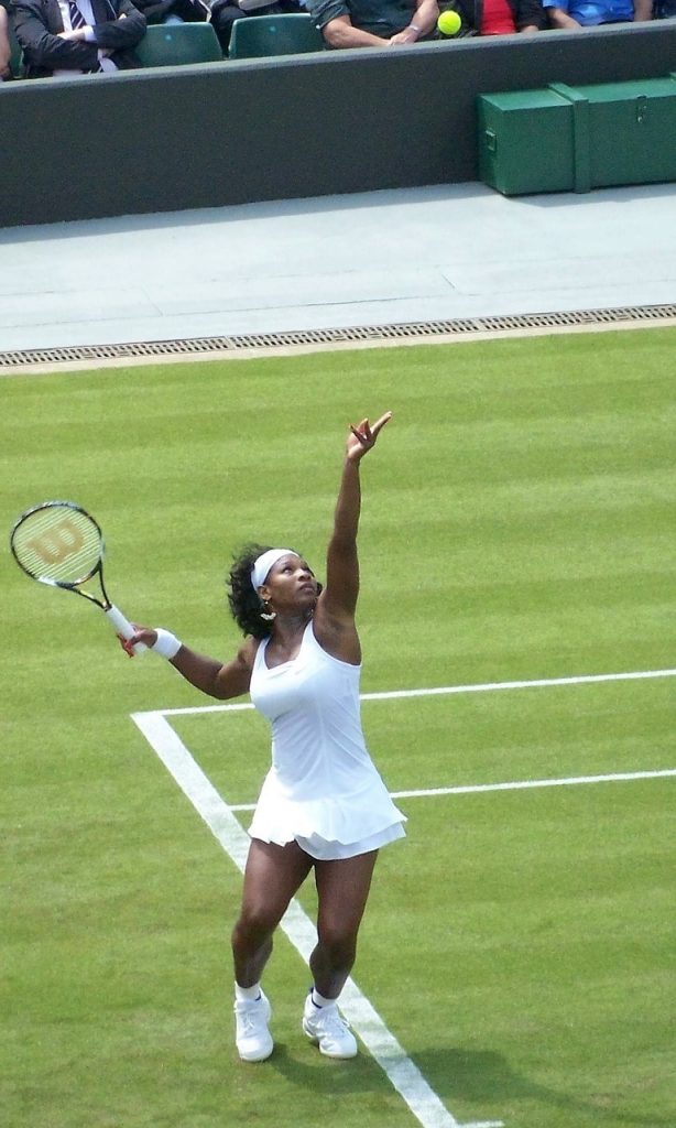 Serena Williams wearing tennis shoes.
